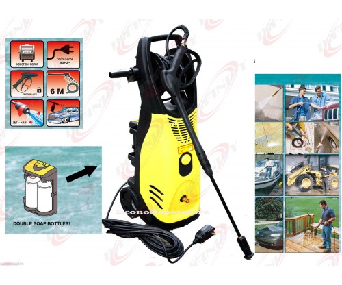 2000W 2600PSI High Pressure Jet Spray Washer w/Reel Hose & Double Detergen Tanks